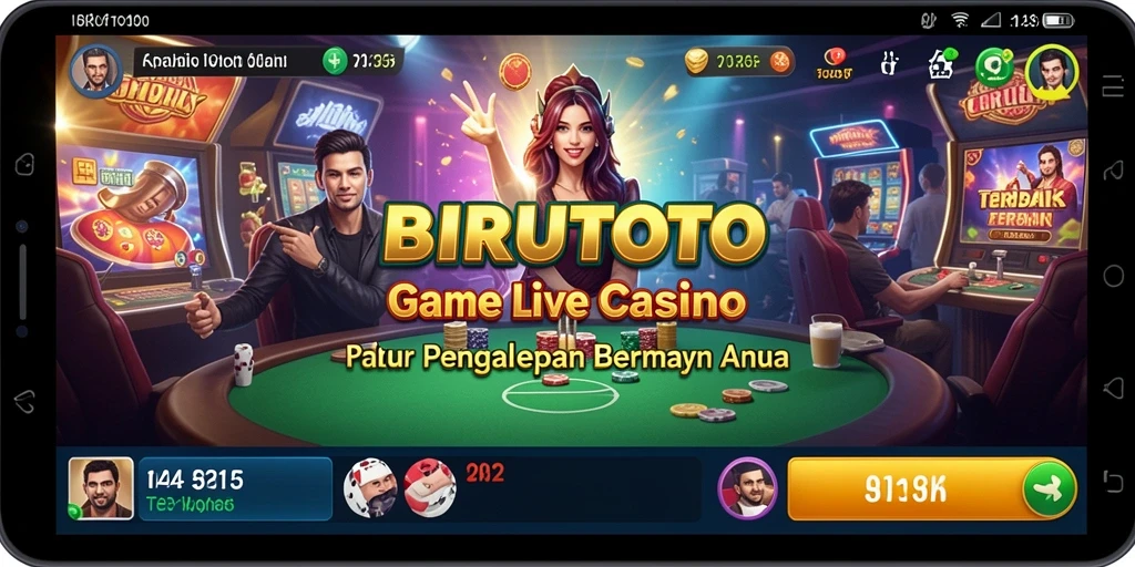 Screenshot gameplay Live Casino BIRUTOTO yang menampilkan dealer profesional.