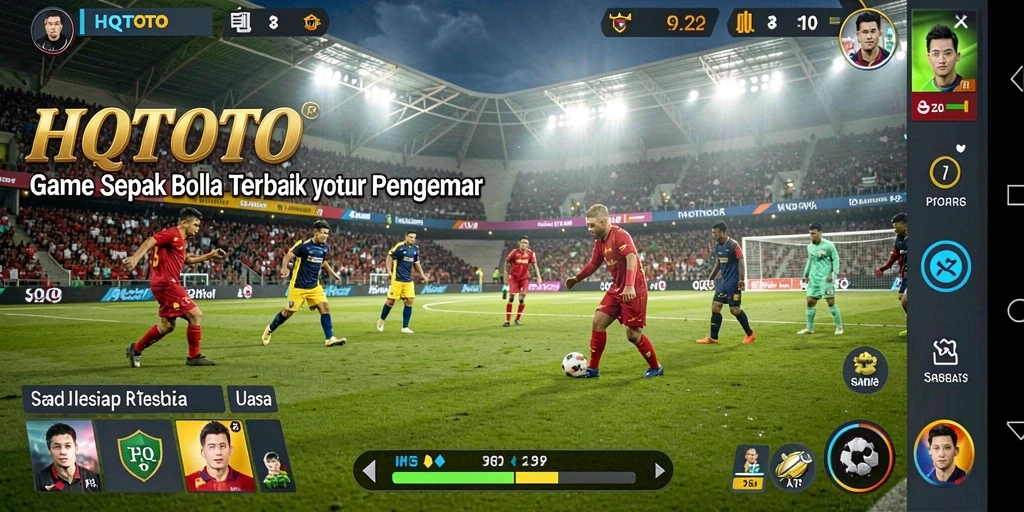 Tampilan lapangan sepak bola dan pemain dalam HQTOTO.