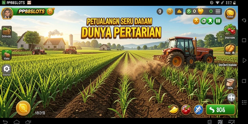 Tampilan gameplay seru PP88SLOTS dalam bertani tanaman hijau.