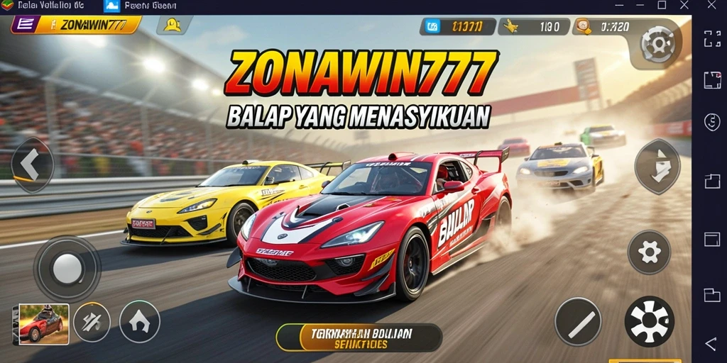 Screenshot gameplay ZONAWIN777 menampilkan aksi balap yang mendebarkan.